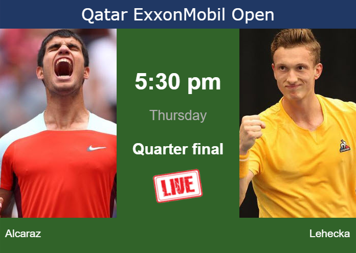 How to watch Alcaraz vs. Lehecka on live streaming in Doha on Thursday Thursday Live Streaming Carlos Alcaraz vs Jiri Lehecka