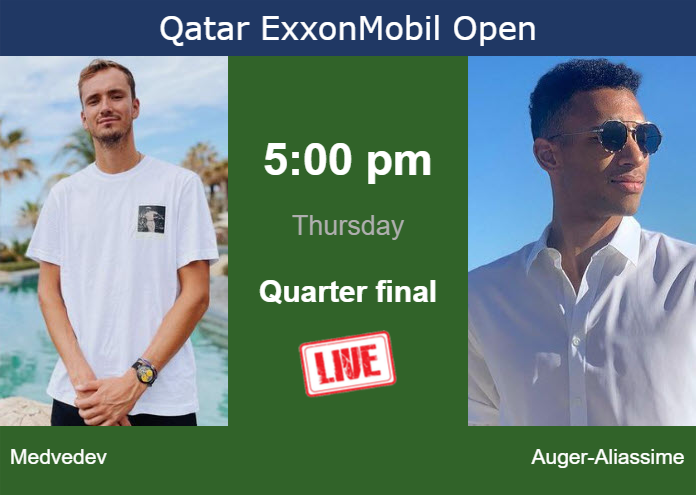 How to watch Medvedev vs. Auger-Aliassime on live streaming in Doha on Thursday Thursday Live Streaming Daniil Medvedev vs Felix Auger-Aliassime