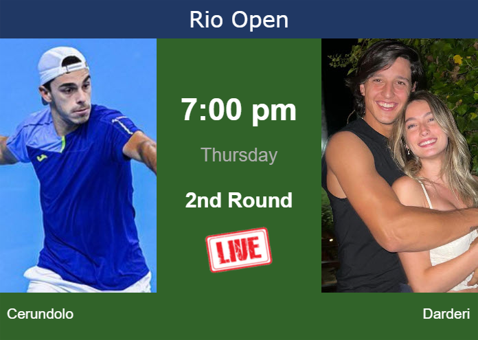 How to watch Cerundolo vs. Darderi on live streaming in Rio de Janeiro on Thursday Thursday Live Streaming Francisco Cerundolo vs Luciano Darderi