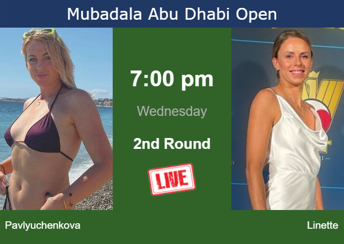 How to watch Pavlyuchenkova vs. Linette on live streaming in Abu Dhabi on Wednesday