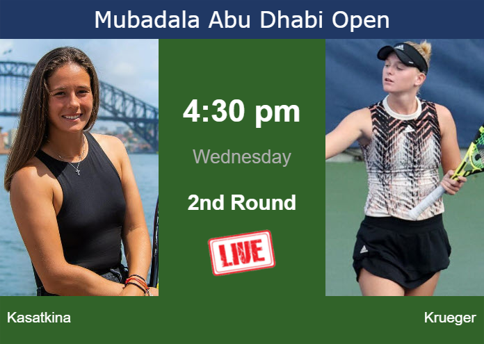 How to watch Kasatkina vs. Krueger on live streaming in Abu Dhabi on Wednesday