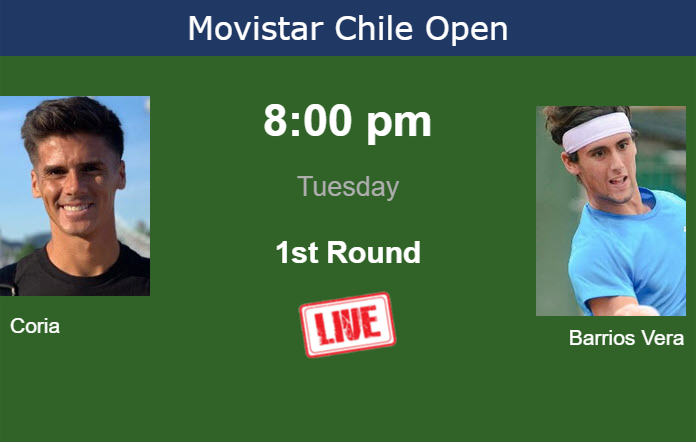How to watch Coria vs. Barrios Vera on live streaming in Santiago on Tuesday Tuesday Live Streaming Federico Coria vs Tomas Barrios Vera