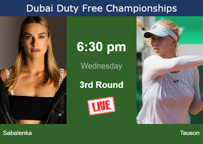 Wednesday Live Streaming Aryna Sabalenka vs Clara Tauson