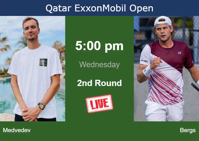 How to watch Medvedev vs. Bergs on live streaming in Doha on Wednesday Wednesday Live Streaming Daniil Medvedev vs Zizou Bergs