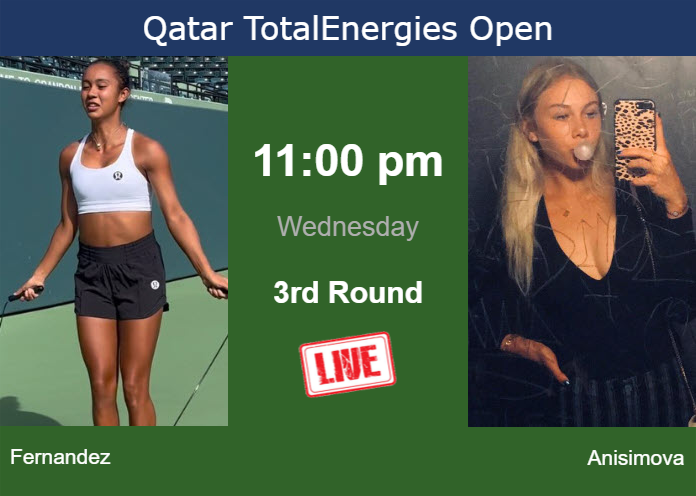 How to watch Fernandez vs. Anisimova on live streaming in Doha on Wednesday