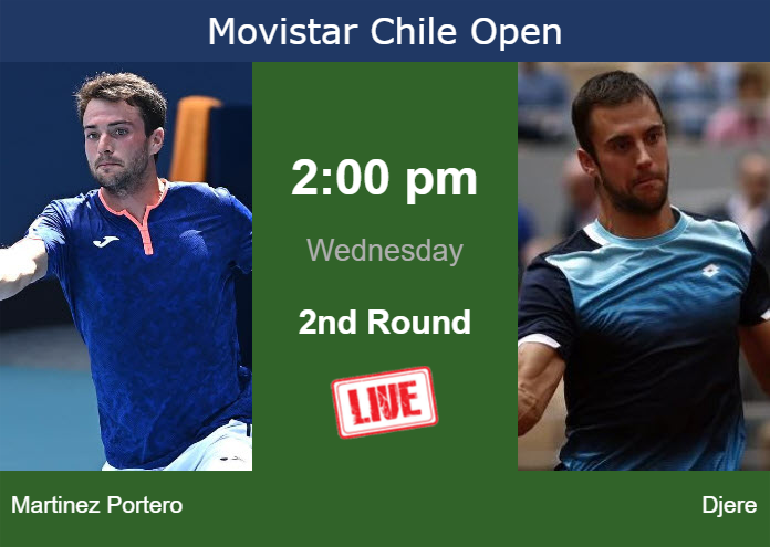 How to watch Martinez Portero vs. Djere on live streaming in Santiago on Wednesday Wednesday Live Streaming Pedro Martinez Portero vs Laslo Djere