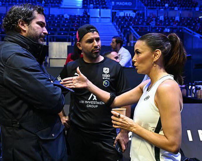 At the Alpine Hexagon Cup in Madrid, Aguero, Gasly, and Longoria enjoy themselves while playing padel in a celebrity tournament.