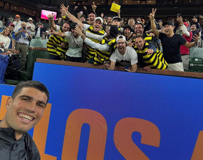 Carlos Alcaraz weirdly celebrated in Indian Wells by fans dressed like bees