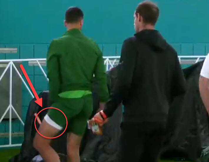 INJURED? Djokovic’s left thigh strapping raises questions in Miami Djokovic Bandage