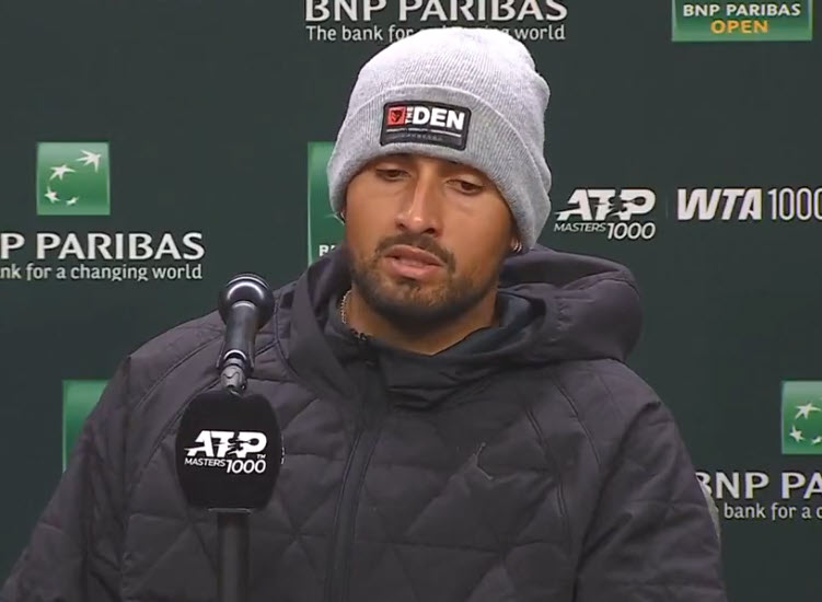 Kyrgios on being in tears after retiring in Indian Wells.