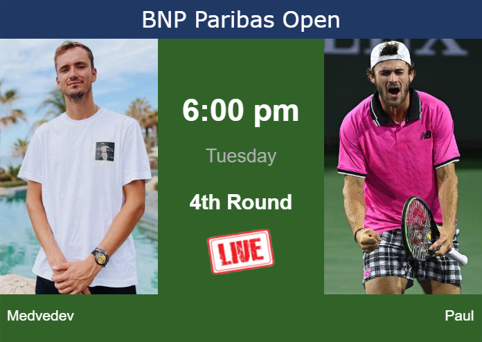 How to watch Medvedev vs. Paul on live streaming in Indian Wells on Tuesday