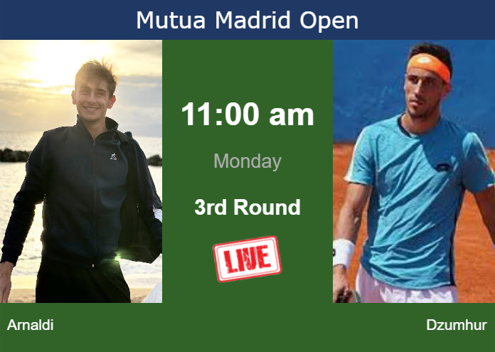 How to watch Arnaldi vs. Dzumhur on live streaming in Madrid on Monday