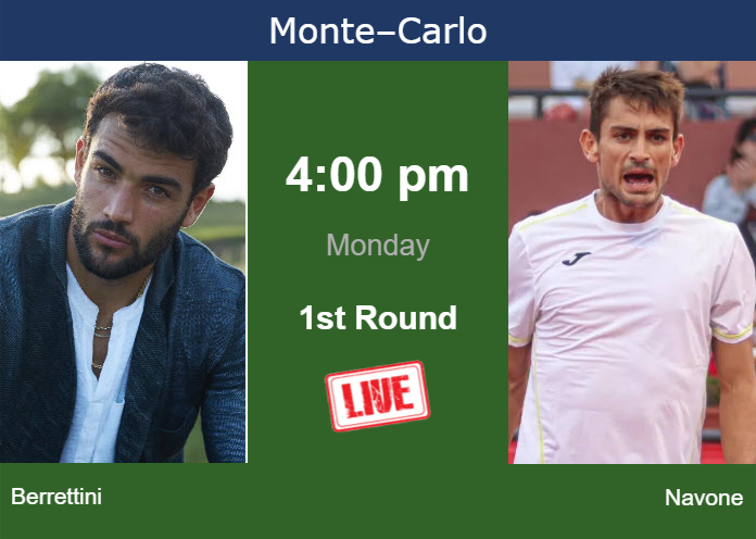 Monday Live Streaming Matteo Berrettini vs Mariano Navone