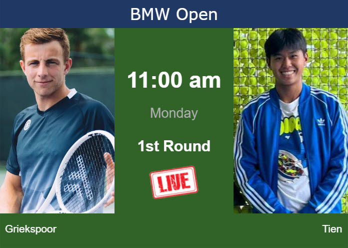 How to watch Griekspoor vs. Tien on live streaming in Munich on Monday