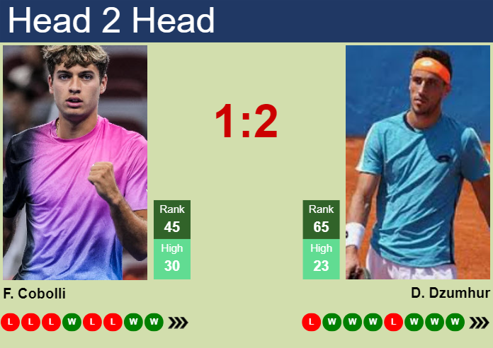 H2H, prediction of Flavio Cobolli vs Damir Dzumhur in Bucharest with odds, preview, pick | 5th April 2025