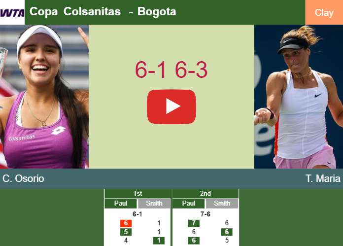 Unrelenting Camila  Osorio breezes past Maria in the quarter to play vs Riera. HIGHLIGHTS – BOGOTA RESULTS
