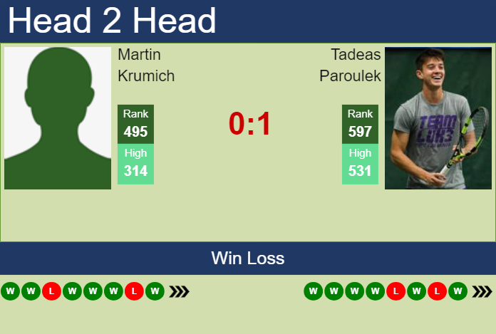 H2H, prediction of Martin Krumich vs Tadeas Paroulek in Mauthausen Challenger with odds, preview, pick | 28th April 2025