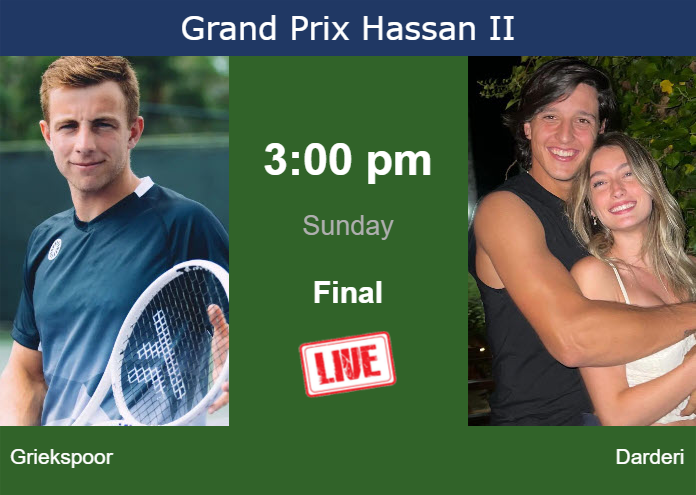 How to watch Griekspoor vs. Darderi on live streaming in Marrakech on Sunday Sunday Live Streaming Tallon Griekspoor vs Luciano Darderi