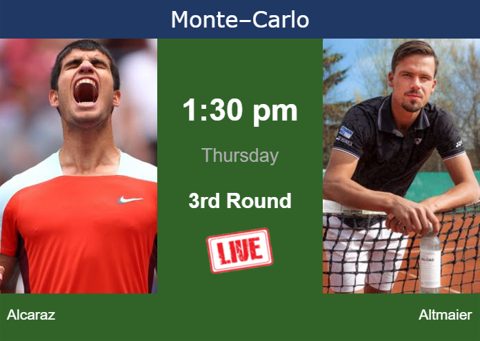 Thursday Live Streaming Carlos Alcaraz vs Daniel Altmaier