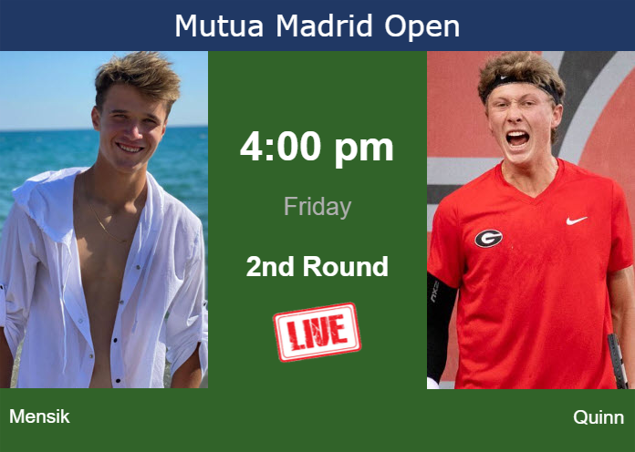 Thursday Live Streaming Jakub Mensik vs Ethan Quinn