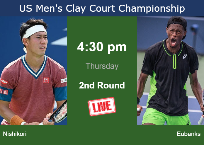 How to watch Nishikori vs. Eubanks on live streaming in Houston on Thursday Thursday Live Streaming Kei Nishikori vs Christopher Eubanks