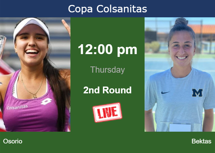 How to watch Osorio vs. Bektas on live streaming in Bogota on Thursday Thursday Live Streaming Maria Camila Osorio Serrano vs Emina Bektas