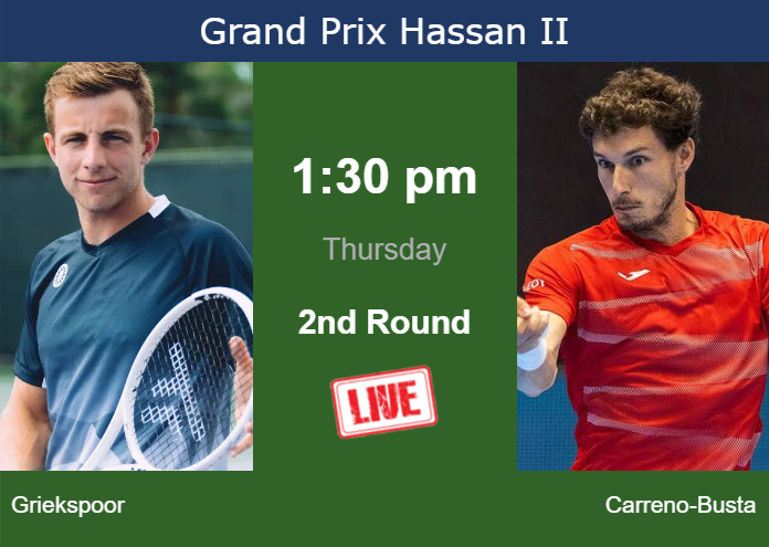 Thursday Live Streaming Tallon Griekspoor vs Pablo Carreno-Busta
