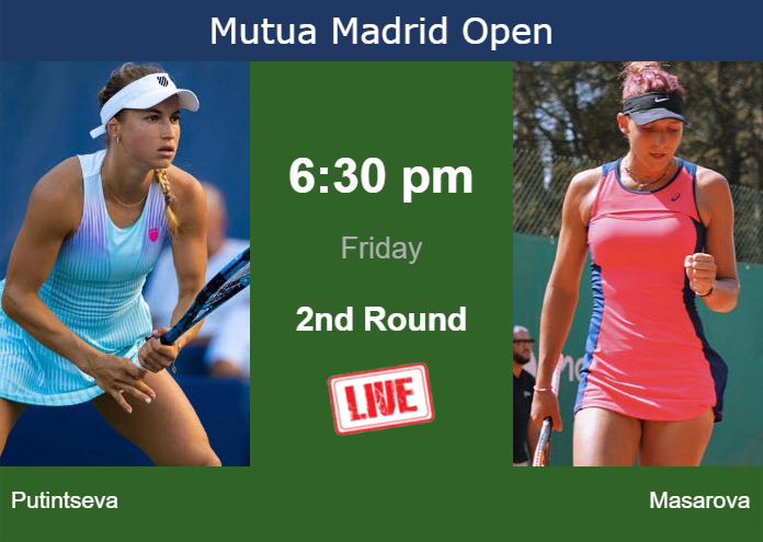 How to watch Putintseva vs. Masarova on live streaming in Madrid on Friday