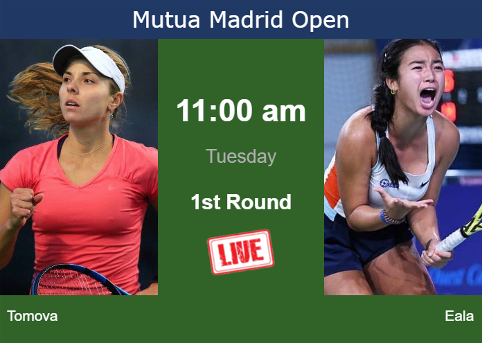 How to watch Tomova vs. Eala on live streaming in Madrid on Tuesday