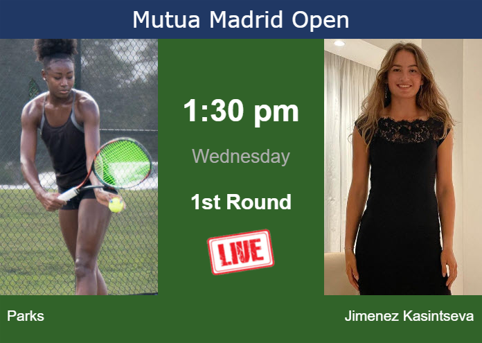 How to watch Parks vs. Jimenez Kasintseva on live streaming in Madrid on Wednesday Wednesday Live Streaming Alycia Parks vs Victoria Jimenez Kasintseva
