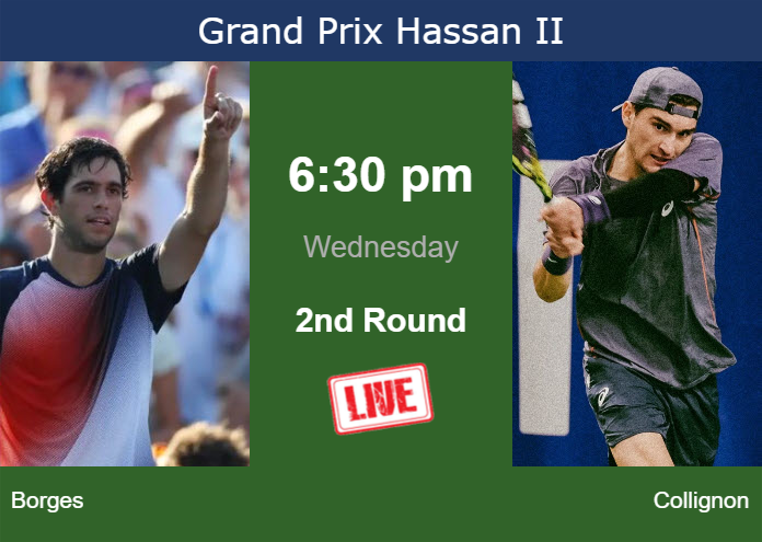 Wednesday Live Streaming Nuno Borges vs Raphael Collignon