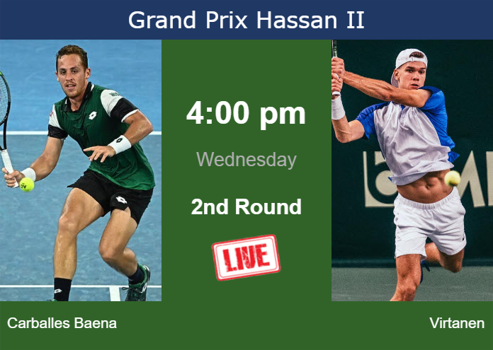 Wednesday Live Streaming Roberto Carballes Baena vs Otto Virtanen