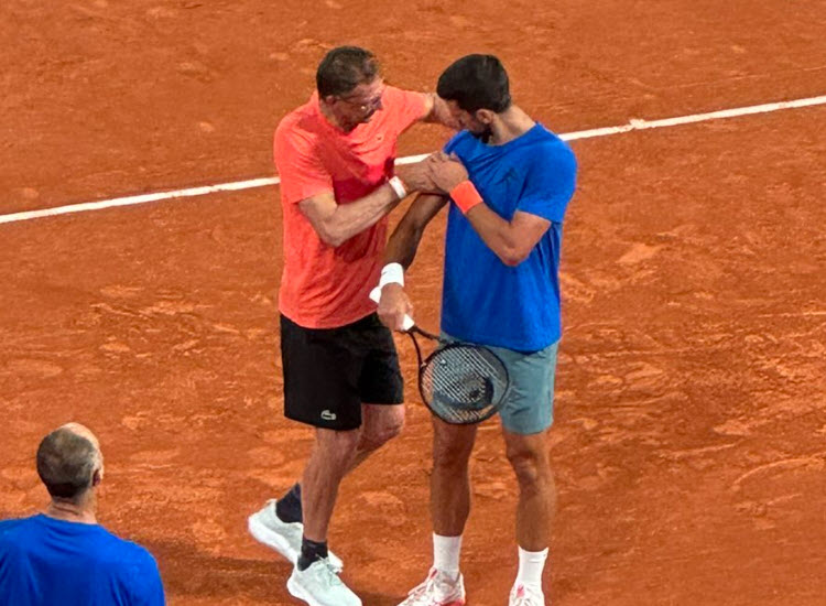 Novak Djokovic receives shoulder treatment ahead of match against Misolic