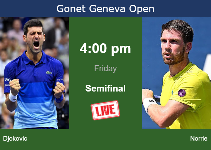 How to watch Djokovic vs. Norrie on live streaming in Geneva on Friday Friday Live Streaming Novak Djokovic vs Cameron Norrie