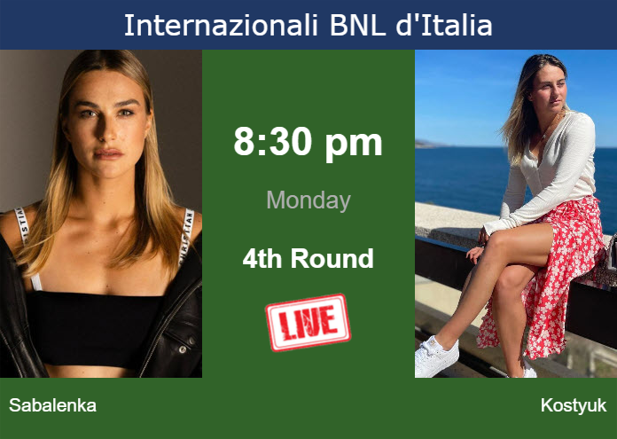 Monday Live Streaming Aryna Sabalenka vs Marta Kostyuk