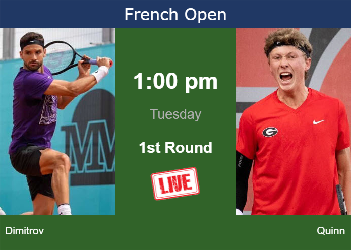 Monday Live Streaming Grigor Dimitrov vs Ethan Quinn