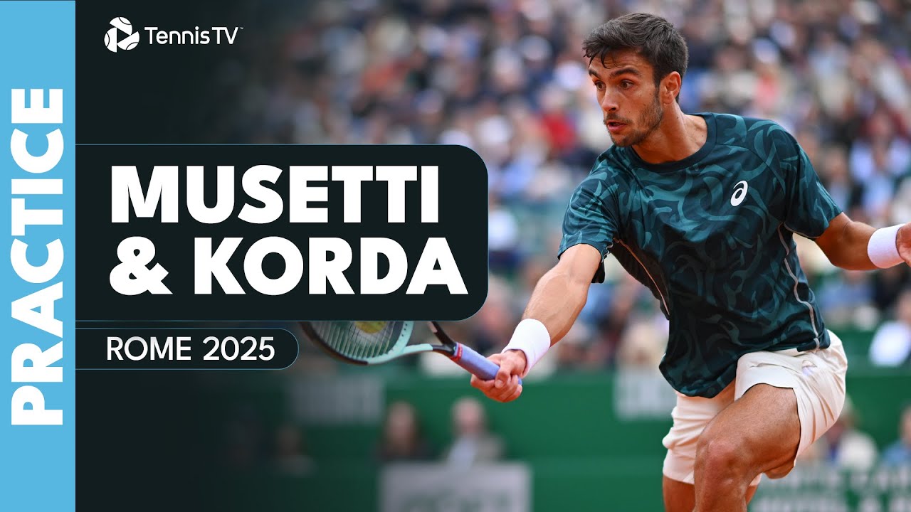 Musetti and Korda train together ahead of Italian Open drawing a huge crowd