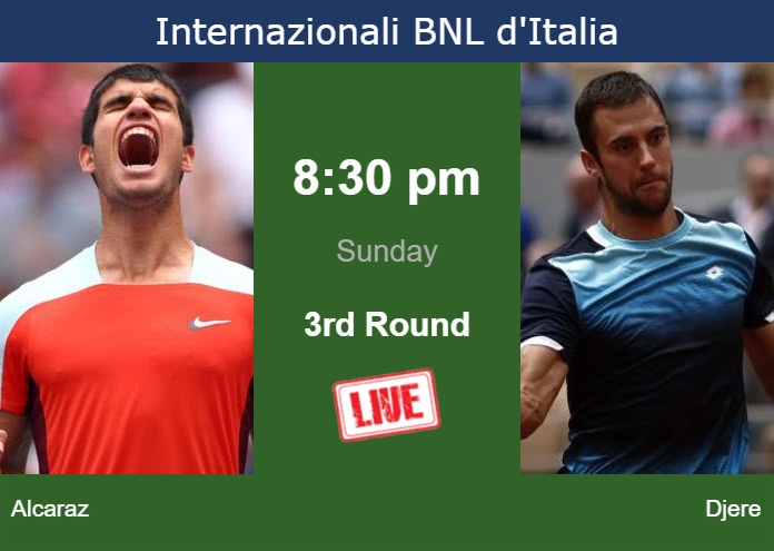 Saturday Live Streaming Carlos Alcaraz vs Laslo Djere