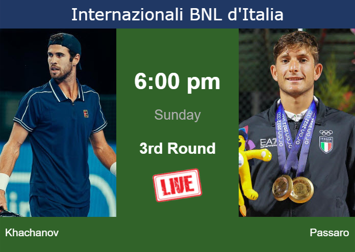 How to watch Khachanov vs. Passaro on live streaming in Rome on Sunday