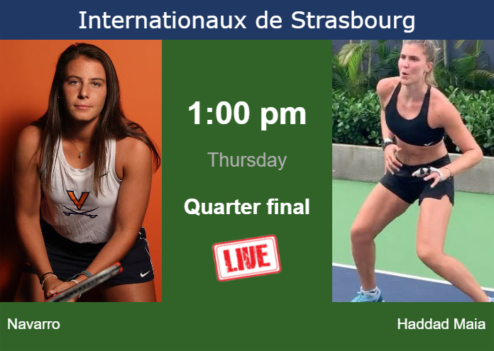 How to watch Navarro vs. Haddad Maia on live streaming in Strasbourg on Thursday Thursday Live Streaming Emma Navarro vs Beatriz Haddad Maia