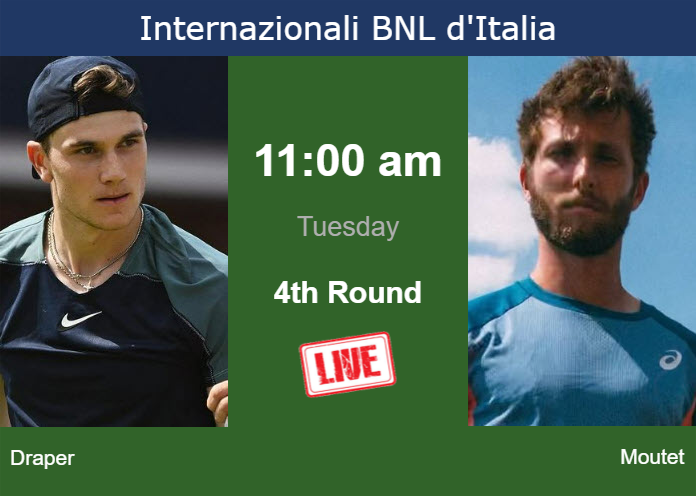 Tuesday Live Streaming Jack Draper vs Corentin Moutet