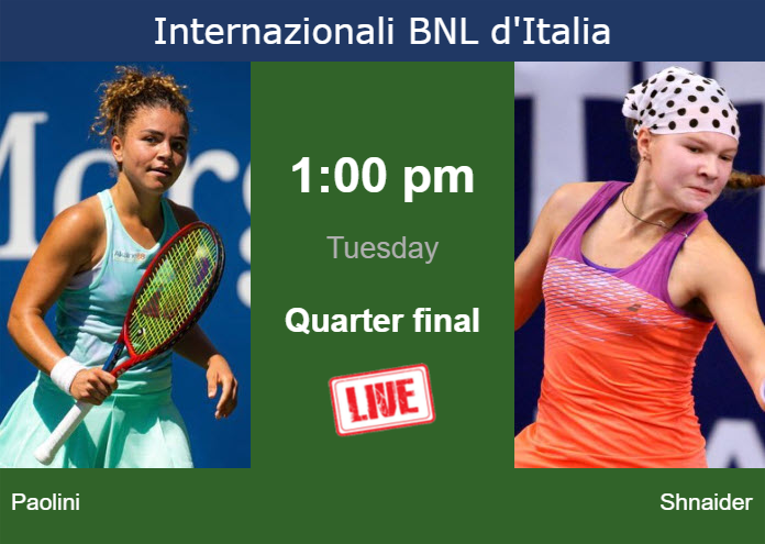 Tuesday Live Streaming Jasmine Paolini vs Diana Shnaider