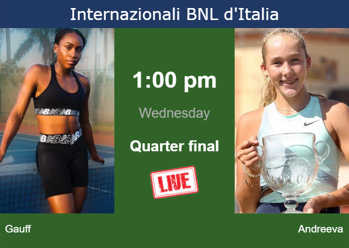 Wednesday Live Streaming Cori Gauff vs Mirra Andreeva