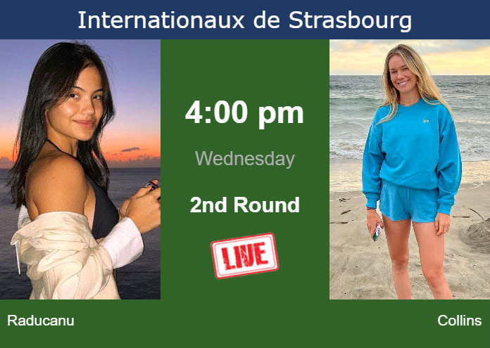 How to watch Raducanu vs. Collins on live streaming in Strasbourg on Wednesday Wednesday Live Streaming Emma Raducanu vs Danielle Rose Collins