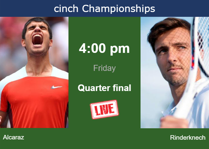 Friday Live Streaming Carlos Alcaraz vs Arthur Rinderknech