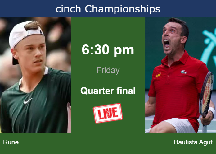 Friday Live Streaming Holger Rune vs Roberto Bautista Agut