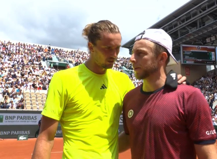 Griekspoor retires as Zverev advances to Roland Garros quarter-finals Griekspoor Retires As Zverev Advances