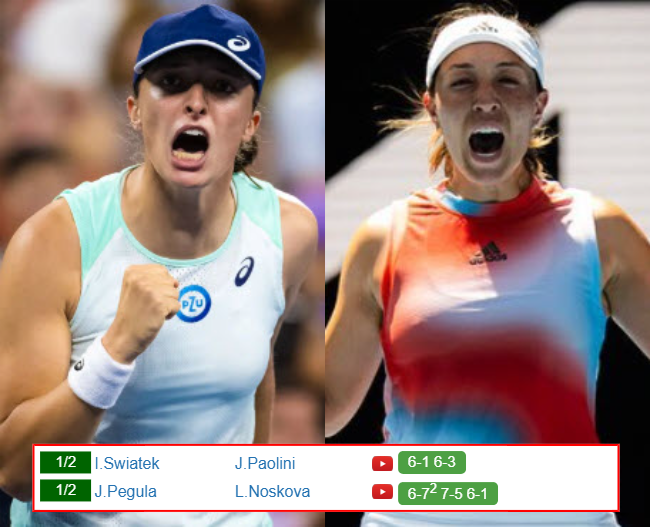 BAD HOMBURG RESULTS. Iga Swiatek, Jessica Pegula win, Jasmine Paolini, Linda Noskova lost