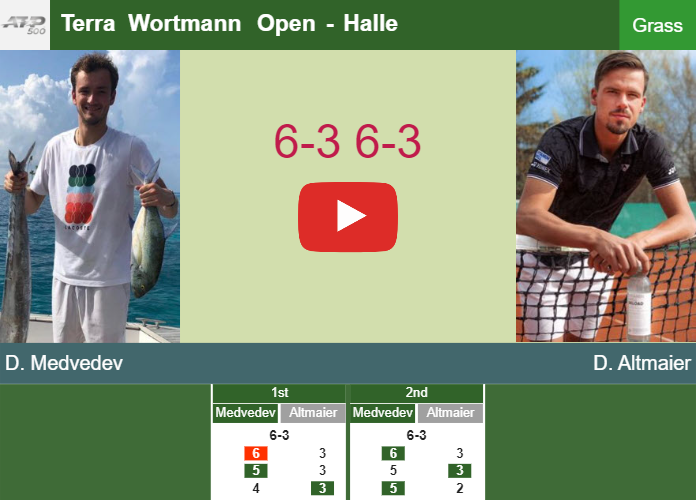 Daniil Medvedev defeats Altmaier in the 1st round at the Terra Wortmann Open – HALLE RESULTS. HIGHLIGHTS