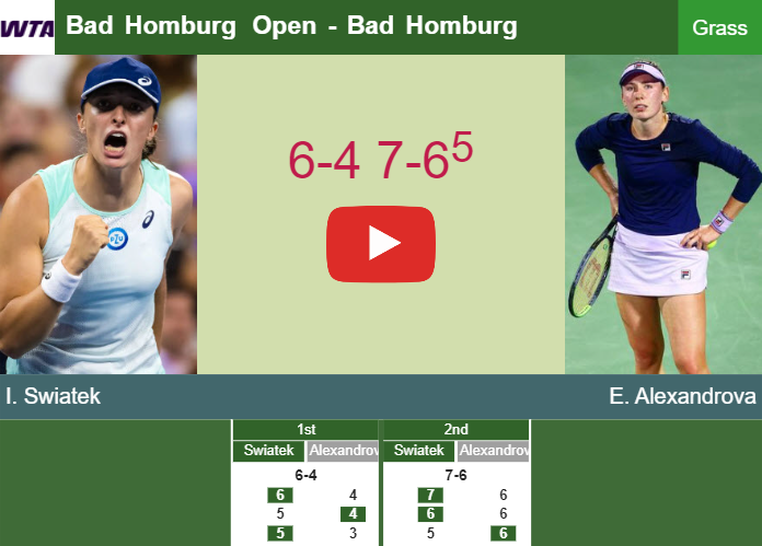 Iga Swiatek prevails over Alexandrova in the quarter at the Bad Homburg Open – BAD HOMBURG RESULTS. HIGHLIGHTS